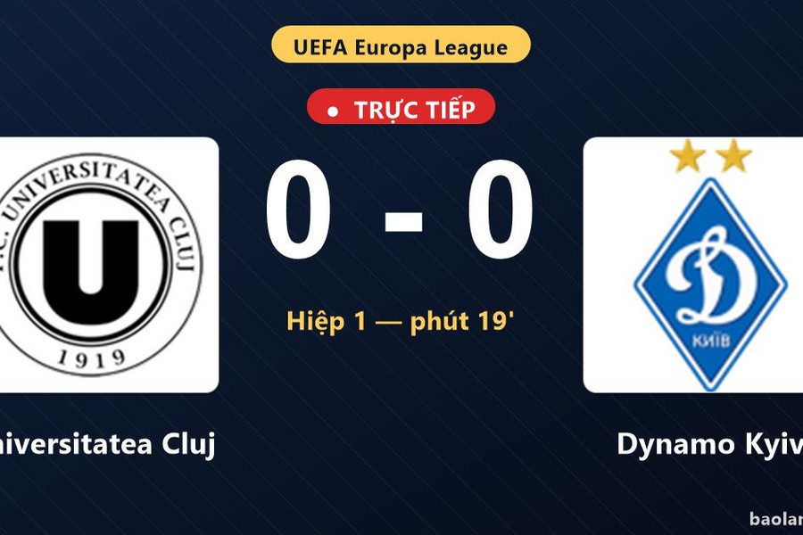 Trực tiếp Universitatea Cluj vs Dynamo Kyiv: Bước vào hiệp phụ, hòa 0-0