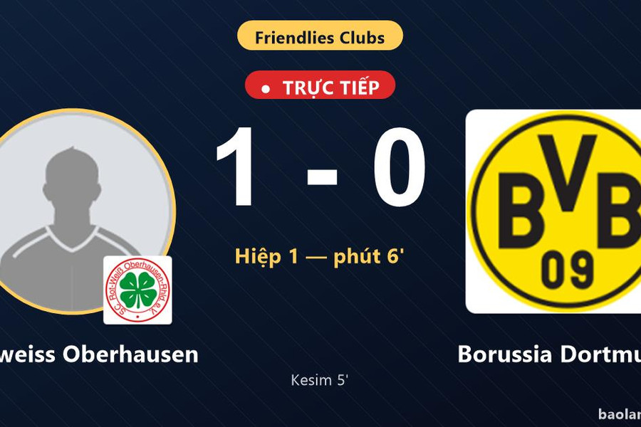 Trực tiếp Rot-weiss Oberhausen vs Borussia Dortmund: Rot-weiss Oberhausen mở tỷ số