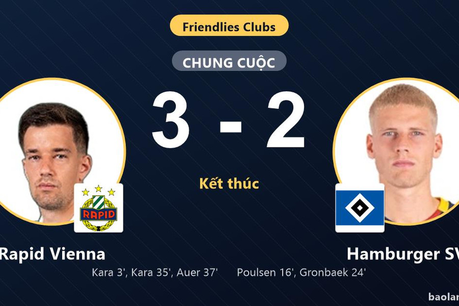 Rapid Vienna ngược dòng hạ Hamburger SV trong màn rượt đuổi 5 bàn