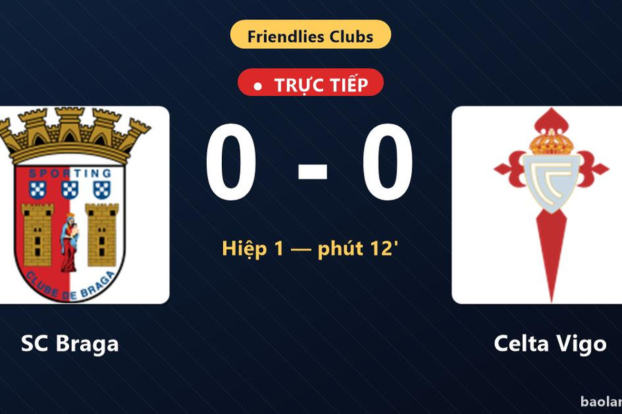 Trực tiếp SC Braga vs Celta Vigo: Trận đấu đang diễn ra