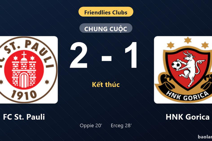 Thống kê trận đấu FC St. Pauli 2-1 HNK Gorica: FC St. Pauli giành chiến thắng chung cuộc