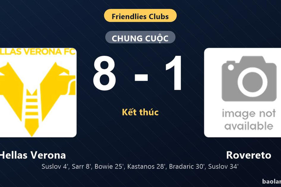 Thống kê trận đấu Hellas Verona 8-1 Rovereto: Hellas Verona thắng đậm thuyết phục