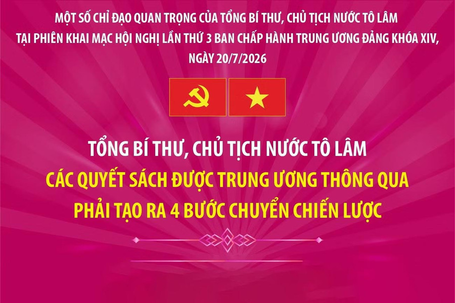 Tổng Bí thư, Chủ tịch nước Tô Lâm: Các quyết sách được Trung ương thông qua phải tạo ra 4 bước chuyển chiến lược