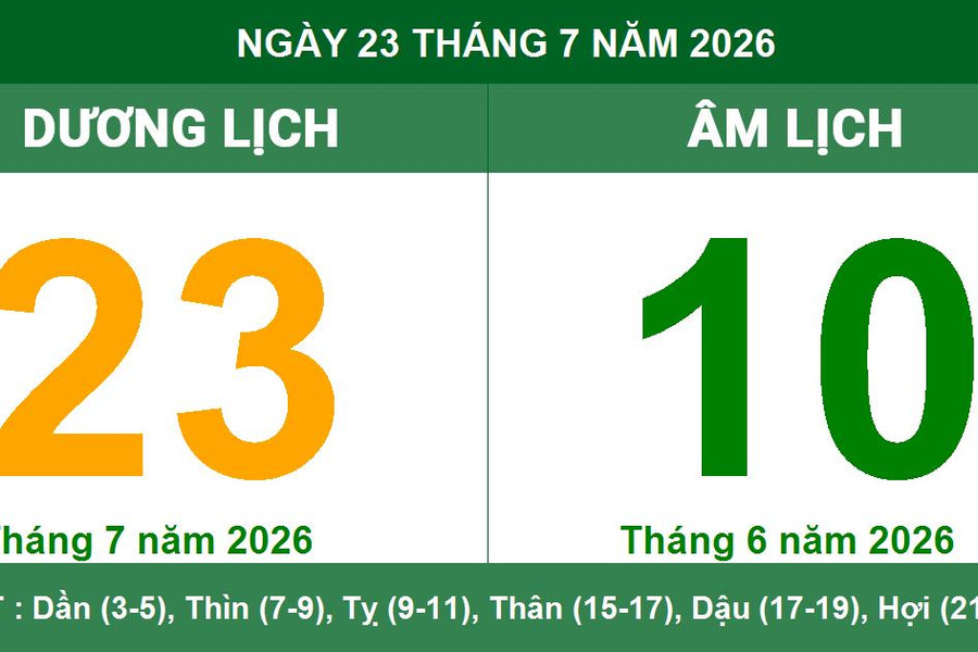 Lịch Âm Dương ngày 23/7/2026: Xem giờ hoàng đạo và những lưu ý phong thủy