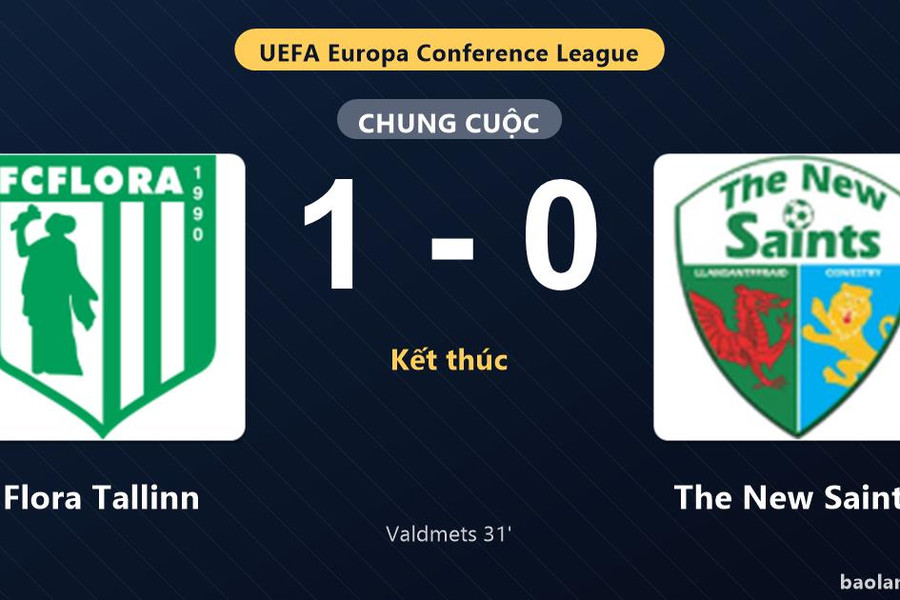 Thống kê trận đấu Flora Tallinn 1-0 The New Saints: R. Valdmets tỏa sáng, Flora Tallinn giành trọn 3 điểm