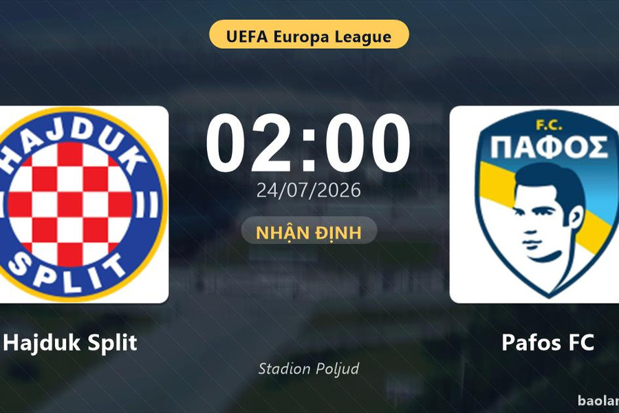 Nhận định Hajduk Split vs Pafos FC: đội hình dự kiến