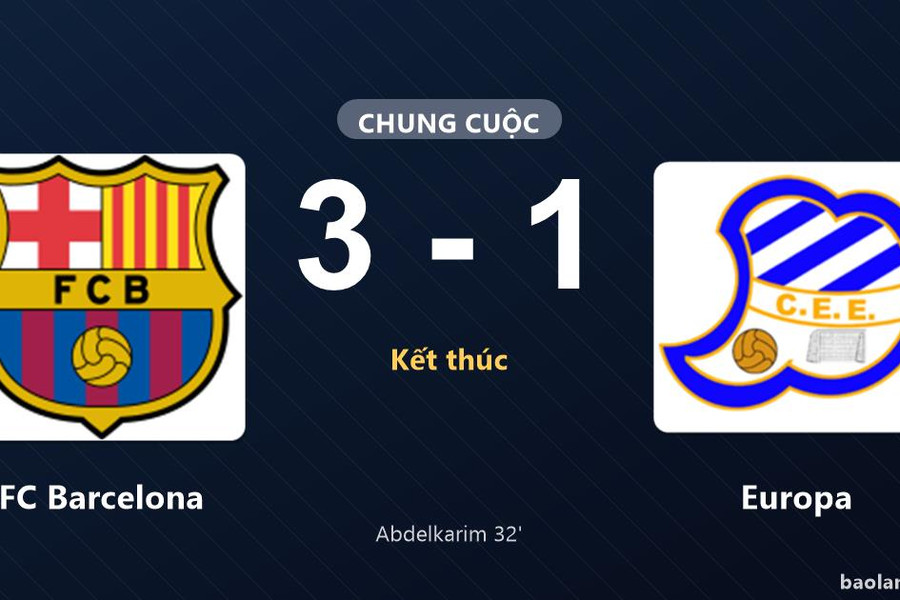 Thống kê trận đấu FC Barcelona 3-1 Europa: FC Barcelona giành chiến thắng chung cuộc