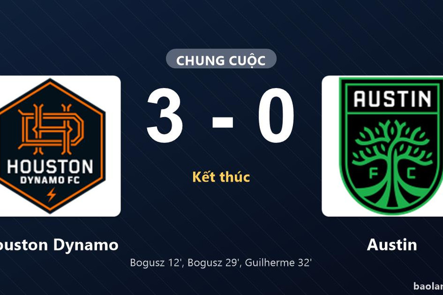 Thống kê trận đấu Houston Dynamo 3-0 Austin: Houston Dynamo thắng đậm thuyết phục