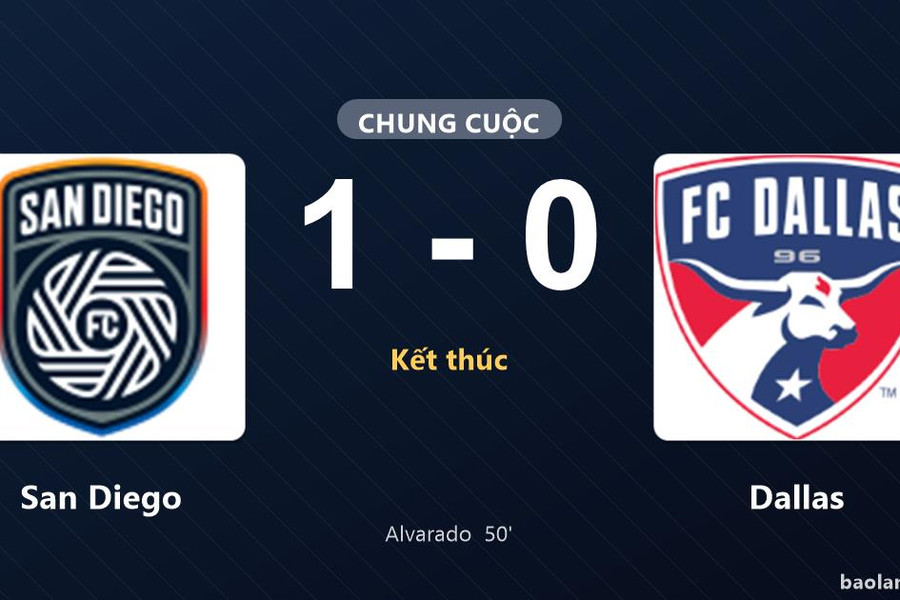 Thống kê trận đấu San Diego 1-0 Dallas: Alejandro Alvarado  tỏa sáng, San Diego giành trọn 3 điểm