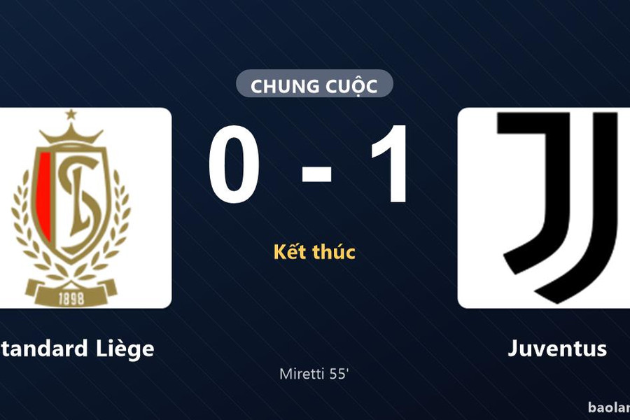 Thống kê trận đấu Standard Liège 0-1 Juventus: Fabio Miretti tỏa sáng, Juventus giành trọn 3 điểm