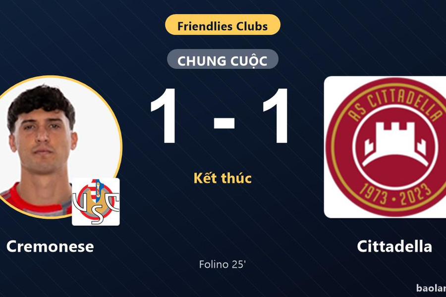 Cremonese và Cittadella chia điểm, không đội nào giành chiến thắng