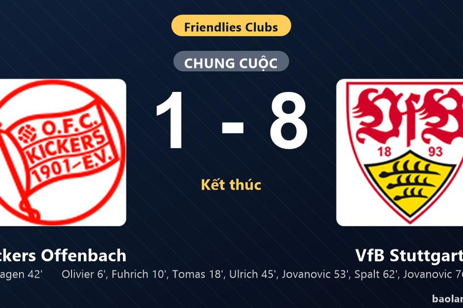 Thống kê trận đấu Kickers Offenbach 1-8 VfB Stuttgart: VfB Stuttgart thắng đậm thuyết phục