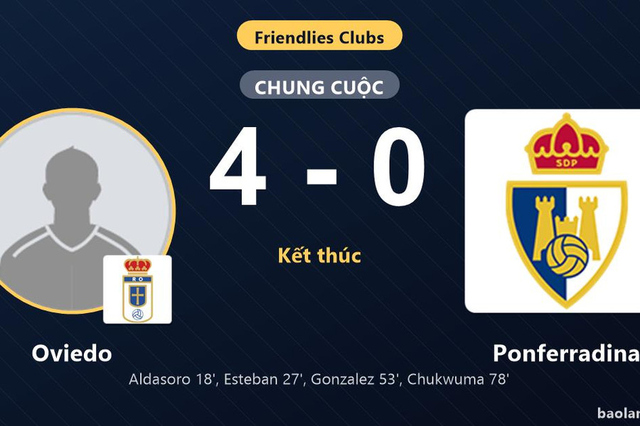Oviedo thắng đậm Ponferradina trong trận giao hữu áp đảo