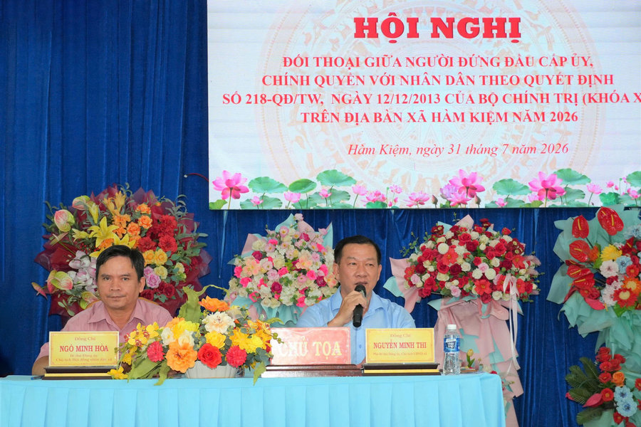 Lãnh đạo xã Hàm Kiệm đối thoại, cam kết giải quyết kịp thời các kiến nghị của người dân