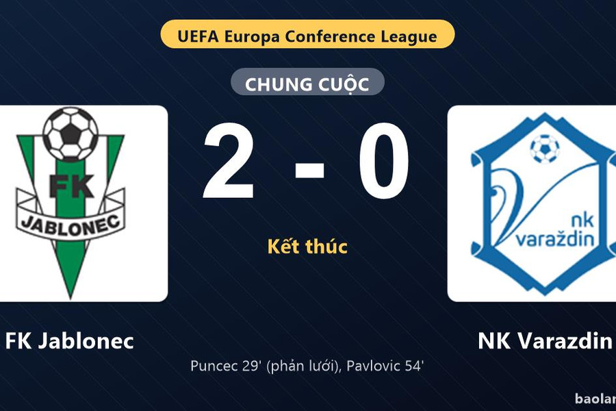 Thống kê trận đấu FK Jablonec 2-0 NK Varazdin: D. Pavlovic tỏa sáng, FK Jablonec giành trọn 3 điểm