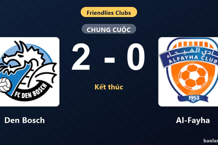 Thống kê trận đấu Den Bosch 2-0 Al-Fayha: Den Bosch giành chiến thắng chung cuộc