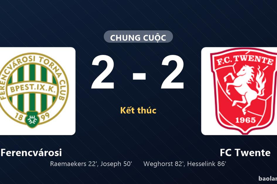 Thống kê trận đấu Ferencvárosi 2-2 FC Twente: Màn rượt đuổi tỷ số mãn nhãn