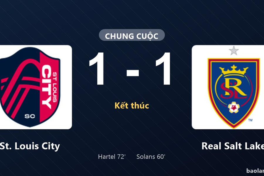 Thống kê trận đấu St. Louis City 1-1 Real Salt Lake: Hai đội chia điểm