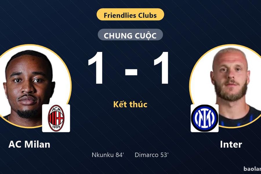 AC Milan và Inter bất phân thắng bại trong trận giao hữu tại Perth