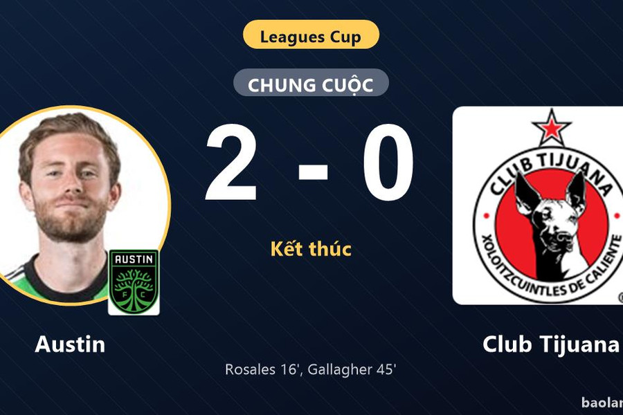 Austin thắng thuyết phục, Club Tijuana nhận thất bại ở Leagues Cup