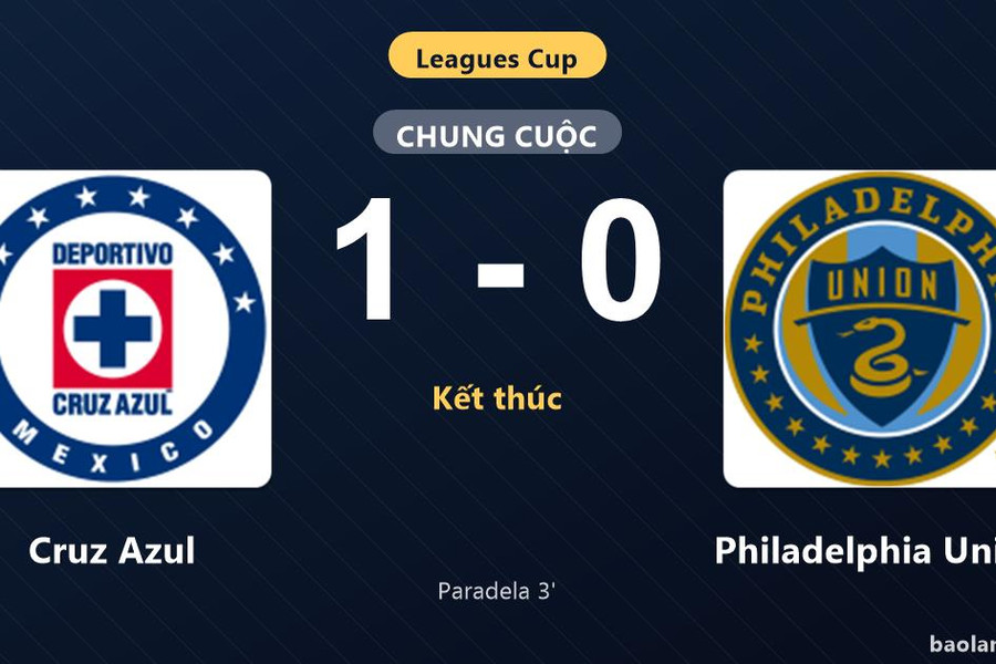 Thống kê trận đấu Cruz Azul 1-0 Philadelphia Union: J. Paradela tỏa sáng, Cruz Azul giành trọn 3 điểm