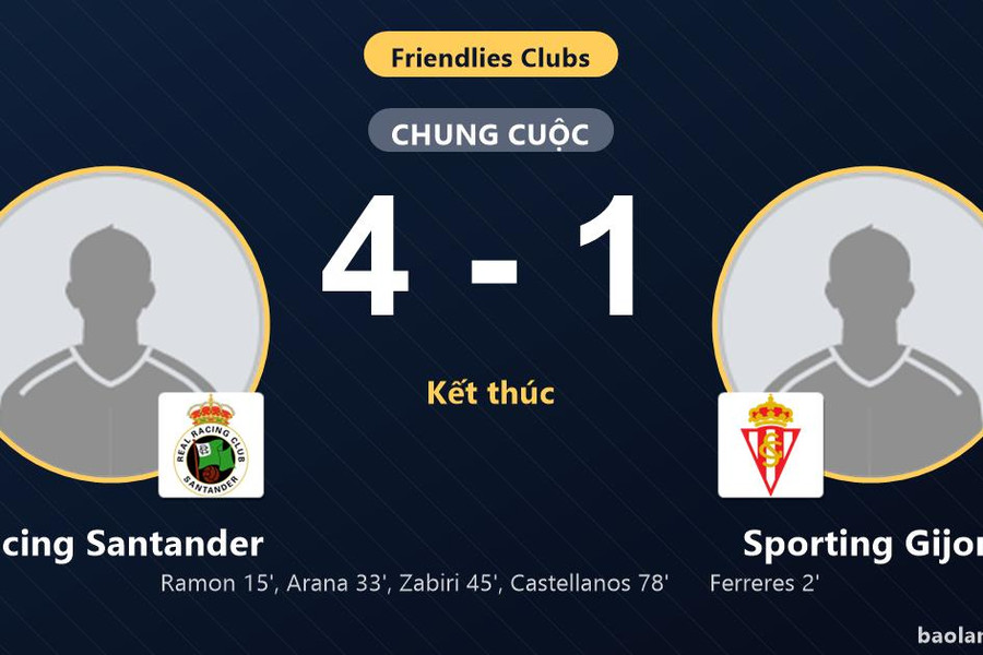 Racing Santander ngược dòng, Sporting Gijon nhận thất bại ở Club Friendlies