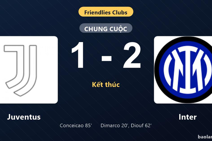 Thống kê trận đấu Juventus 1-2 Inter: A. Diouf tỏa sáng, Inter giành trọn 3 điểm