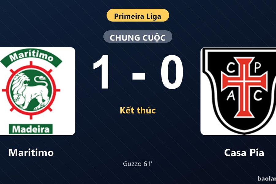 Thống kê trận đấu Maritimo 1-0 Casa Pia: Raphael Guzzo tỏa sáng, Maritimo giành trọn 3 điểm