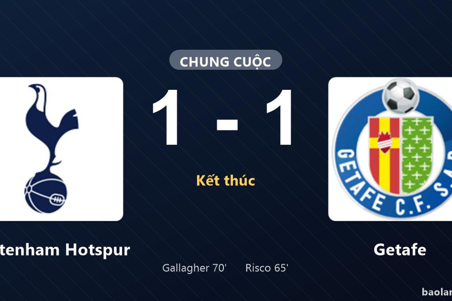 Thống kê trận đấu Tottenham Hotspur 1-1 Getafe: Hai đội chia điểm