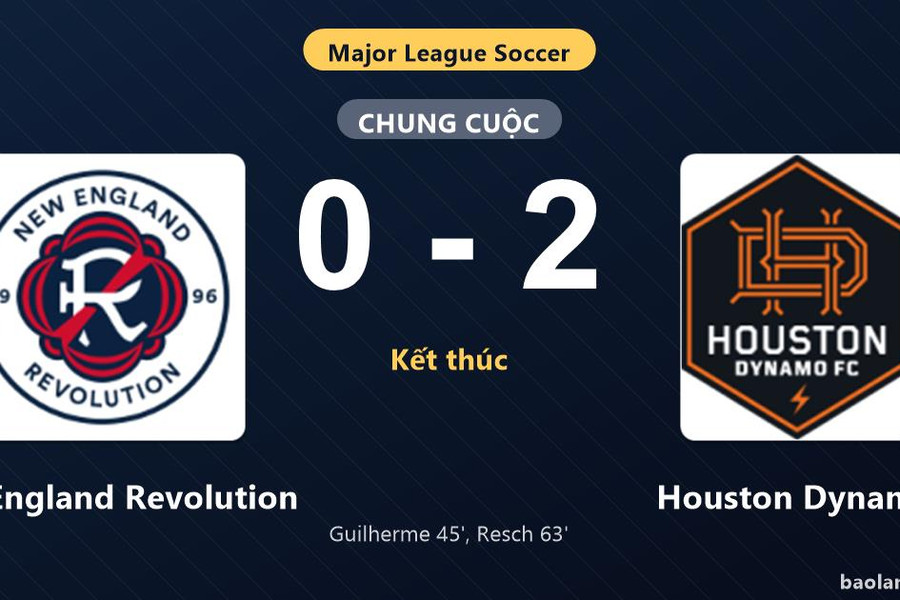 Thống kê trận đấu New England Revolution 0-2 Houston Dynamo: A. Resch tỏa sáng, Houston Dynamo giành trọn 3 điểm