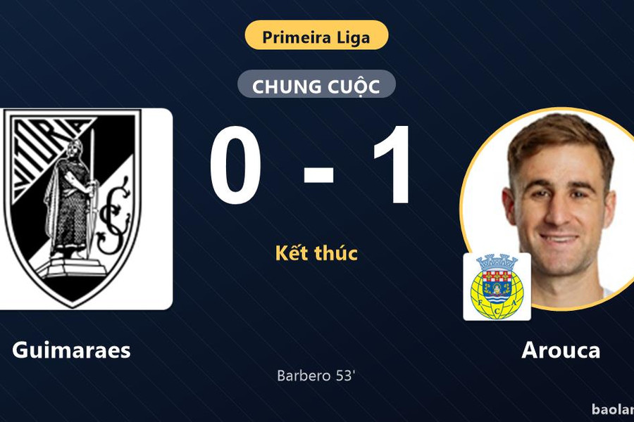 Quật ngã Guimaraes 1-0, Arouca gieo sầu cho chủ nhà ngay vòng 1 Primeira Liga