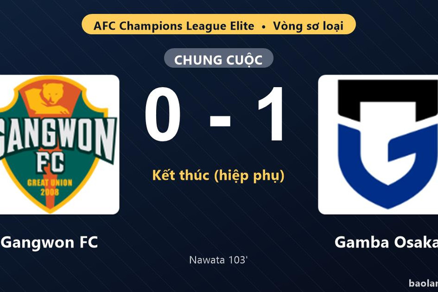 Thống kê trận đấu Gangwon FC 0-1 Gamba Osaka: G. Nawata tỏa sáng, Gamba Osaka giành chiến thắng, đi tiếp
