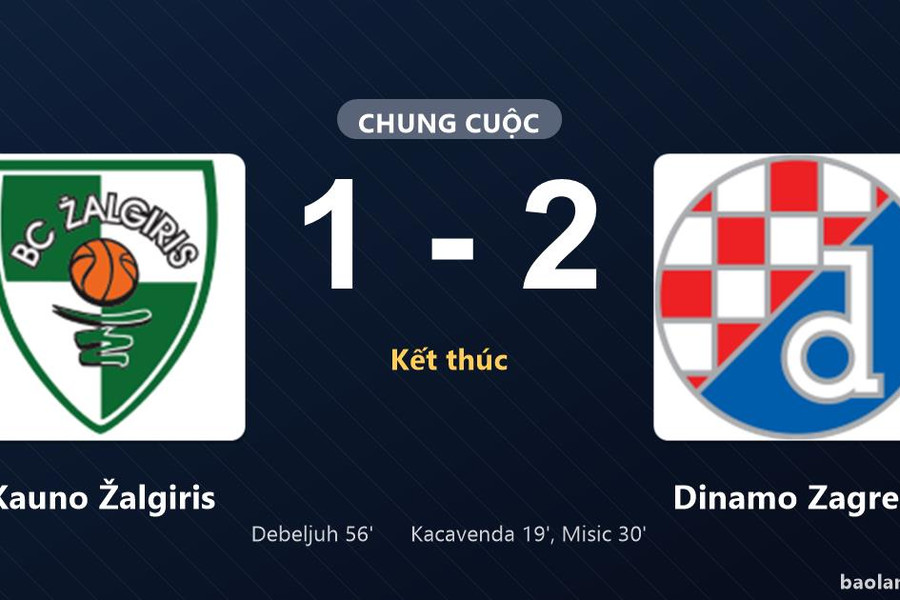 Thống kê trận đấu Kauno Žalgiris 1-2 Dinamo Zagreb: Josip Misic tỏa sáng, Dinamo Zagreb giành trọn 3 điểm