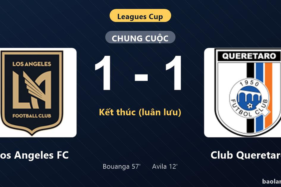 Thống kê trận đấu Los Angeles FC 1-1 (pen 5-3) Club Queretaro: Los Angeles FC thắng nghẹt thở trên chấm luân lưu