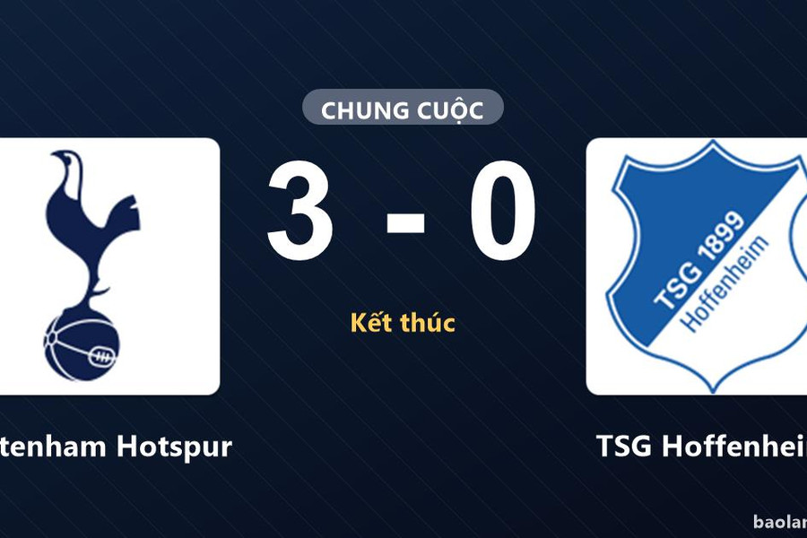 Thống kê trận đấu Tottenham Hotspur 3-0 TSG Hoffenheim: Tottenham Hotspur thắng đậm thuyết phục