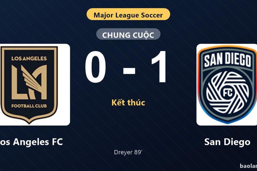 Thống kê trận đấu Los Angeles FC 0-1 San Diego: A. Dreyer tỏa sáng, San Diego giành trọn 3 điểm