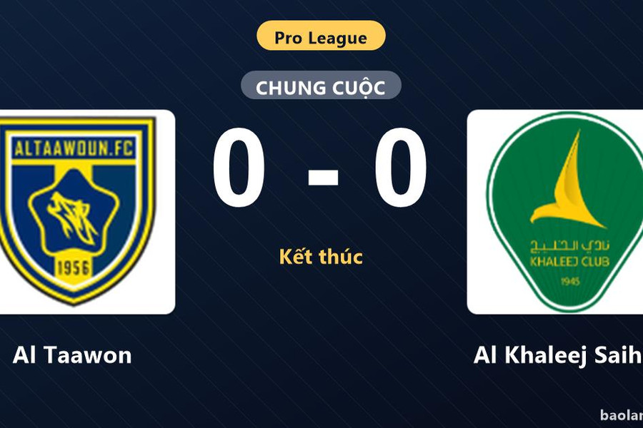 Thống kê trận đấu Al Taawon 0-0 Al Khaleej Saihat: Trận hòa không bàn thắng