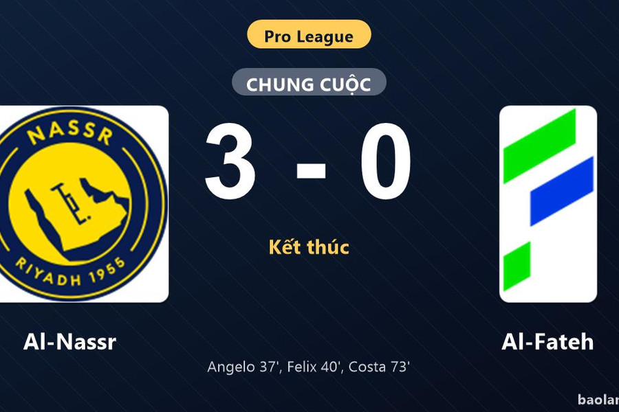 Thống kê trận đấu Al-Nassr 3-0 Al-Fateh: Al-Nassr thắng đậm thuyết phục