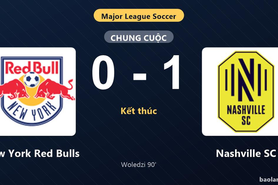 Thống kê trận đấu New York Red Bulls 0-1 Nashville SC: M. Woledzi tỏa sáng, Nashville SC giành trọn 3 điểm