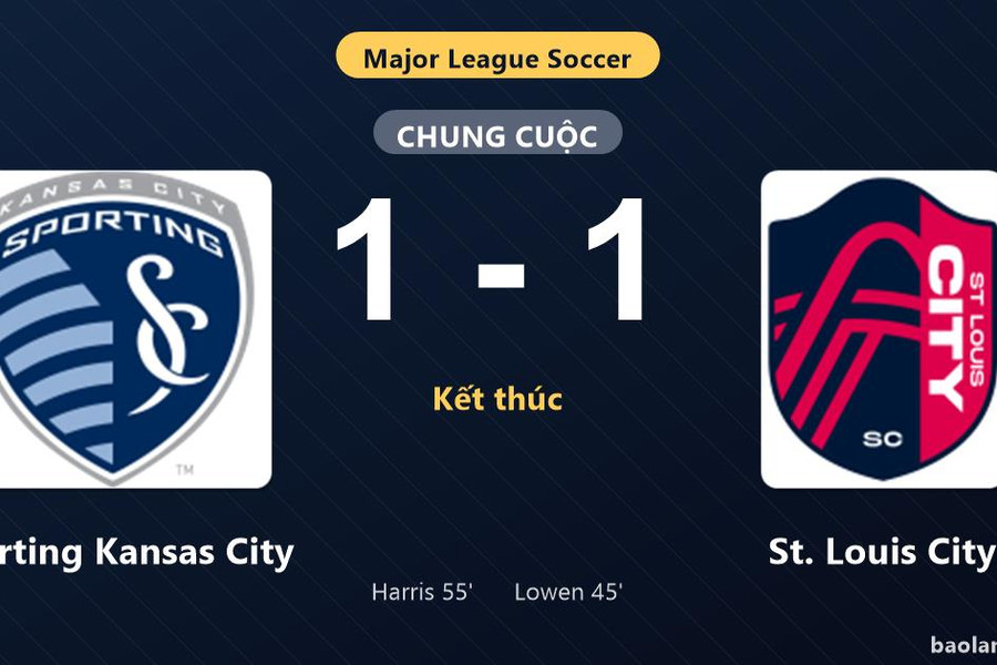 Thống kê trận đấu Sporting Kansas City 1-1 St. Louis City: Hai đội chia điểm