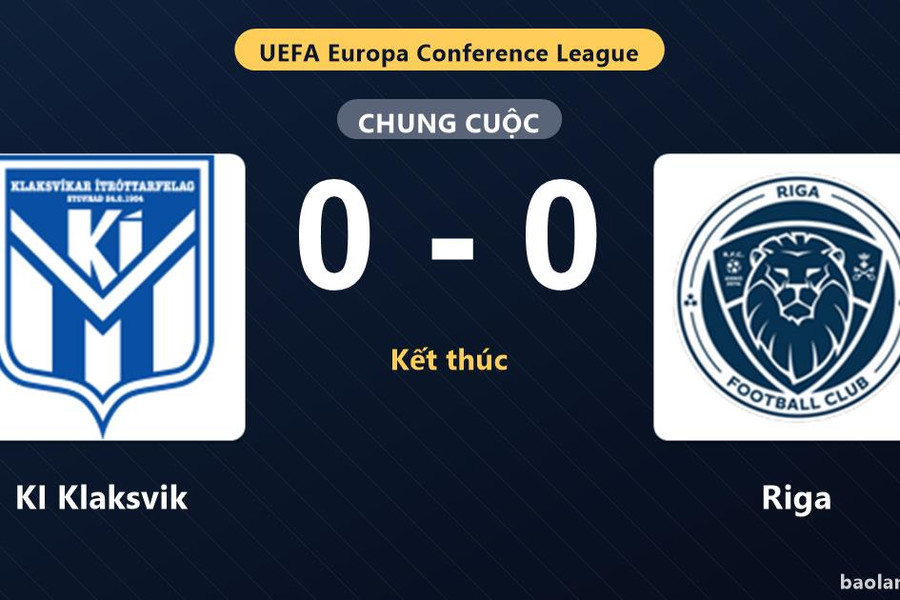 KI Klaksvik và Riga bất phân thắng bại ở vòng Playoff Europa Conference League