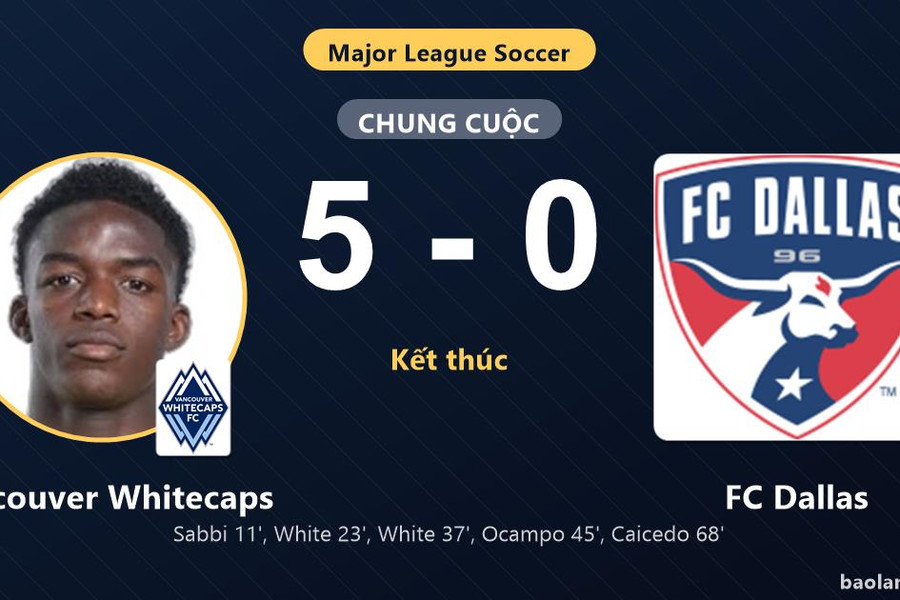 Thắng đậm FC Dallas 5-0, Vancouver Whitecaps cùng đối thủ giành vé vào vòng 1/16