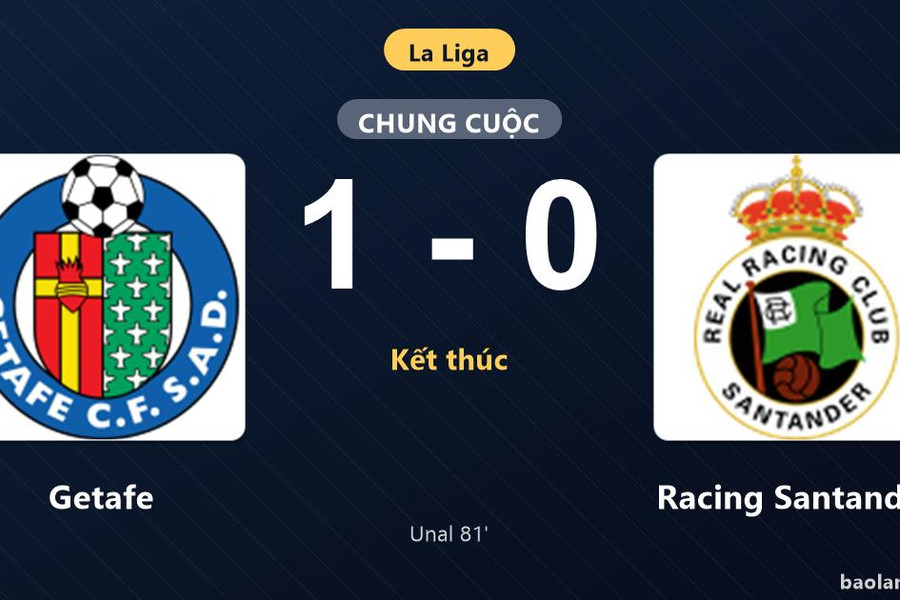 Thống kê trận đấu Getafe 1-0 Racing Santander: E. Unal tỏa sáng, Getafe giành trọn 3 điểm