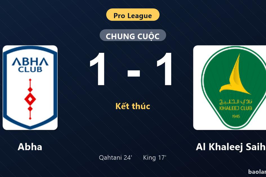 Thống kê trận đấu Abha 1-1 Al Khaleej Saihat: Hai đội chia điểm