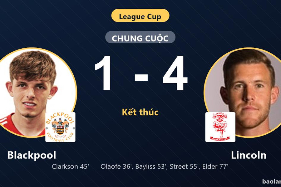 Thắng áp đảo Blackpool 1-4, Lincoln giành vé đi tiếp tại League Cup