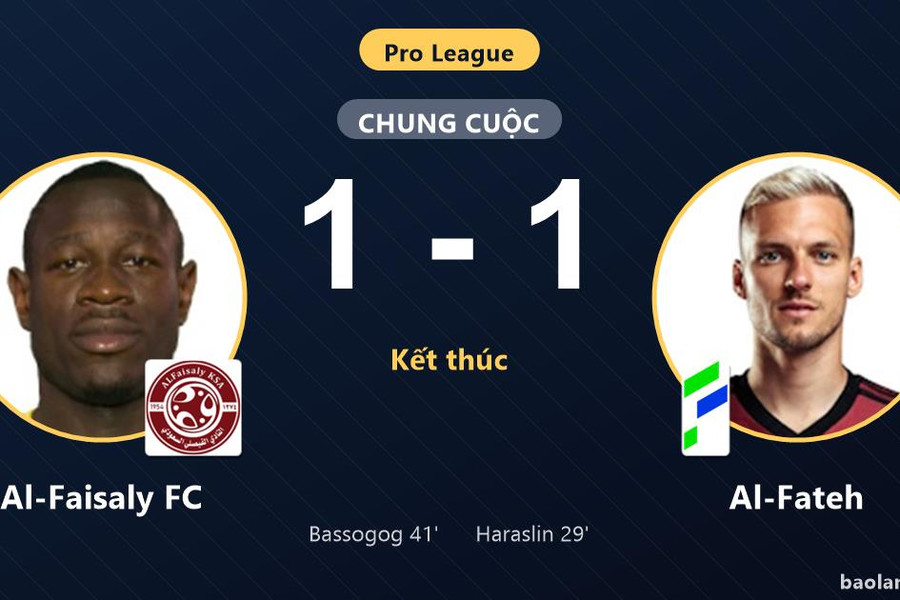 Hòa Al-Fateh 1-1, Al-Faisaly FC cùng đối thủ chôn chân ở nhóm cuối bảng Pro League