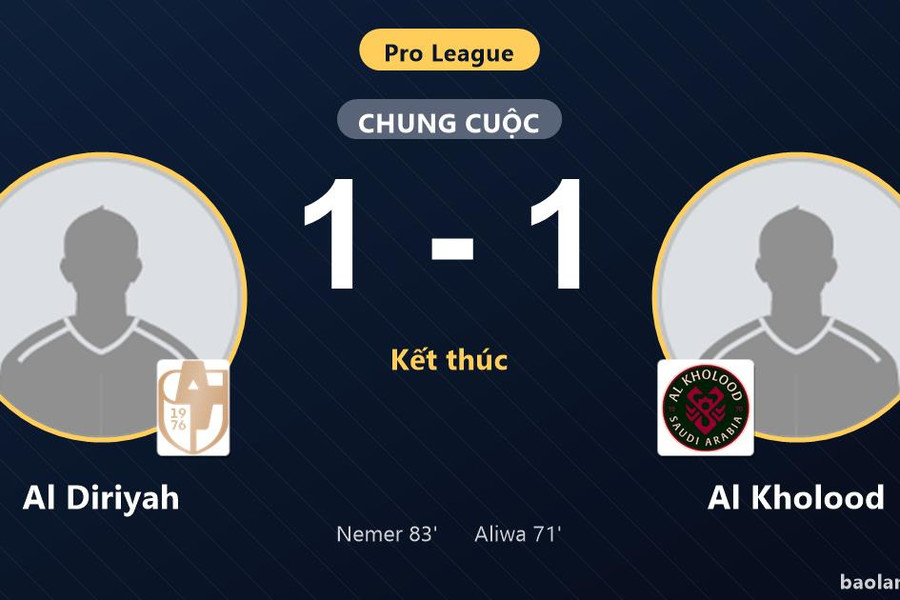 Bị Al Diriyah chia điểm, Al Kholood lỡ cơ hội áp sát tốp đầu Pro League