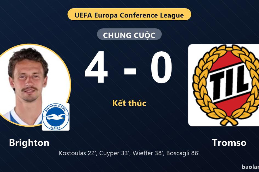 Đè bẹp Tromso 4-0, Brighton giành vé đi tiếp còn đối thủ chính thức bị loại