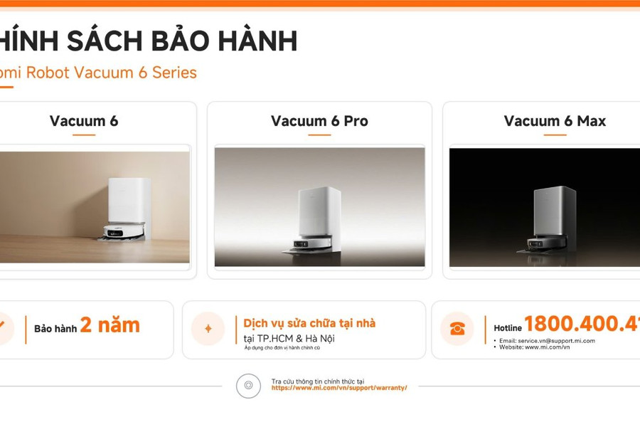Xiaomi triển khai dịch vụ sửa chữa tại nhà cho Robot Vacuum 6 Series tại Hà Nội và TP.HCM