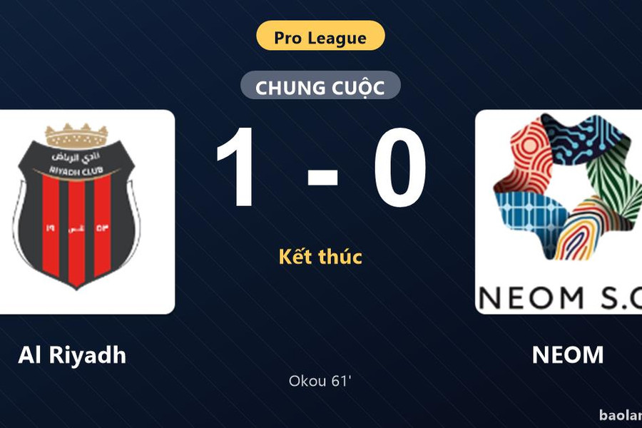 Thống kê trận đấu Al Riyadh 1-0 NEOM: T. Okou tỏa sáng, Al Riyadh giành trọn 3 điểm